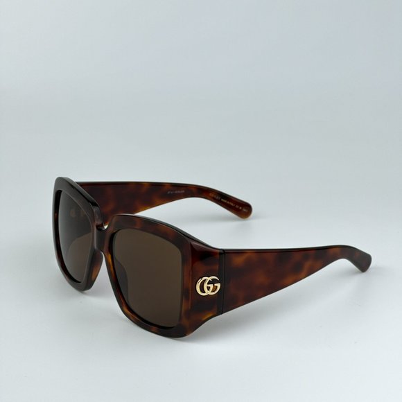 Gucci GG1402S 002 BRAND NEW Sunglasses Havana Brown Women Square Oversized - Picture 8 of 11